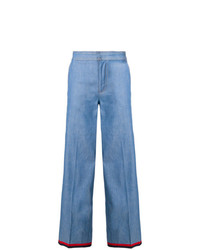 Голубые широкие брюки от Moncler