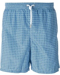 Голубые шорты для плавания с геометрическим рисунком от Kiton
