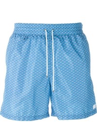 Голубые шорты для плавания с принтом от Salvatore Ferragamo