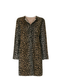 Горчичная дубленка с принтом