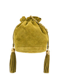 Горчичная замшевая сумка-мешок от Chanel Vintage