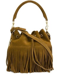 Горчичная кожаная сумка-мешок от Saint Laurent