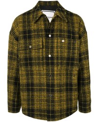 Мужская горчичная куртка-рубашка в шотландскую клетку от Wooyoungmi