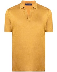 Мужская горчичная льняная футболка-поло от Lardini