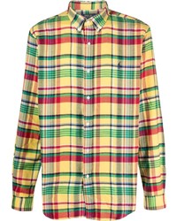 Мужская горчичная рубашка с длинным рукавом в шотландскую клетку от Polo Ralph Lauren