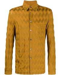 Мужская горчичная рубашка с длинным рукавом с узором зигзаг от Missoni