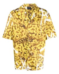 Мужская горчичная рубашка с коротким рукавом с принтом от Daily Paper