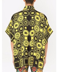 Мужская горчичная рубашка с коротким рукавом с принтом от Dolce & Gabbana