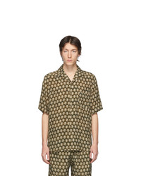 Мужская горчичная рубашка с коротким рукавом с принтом от Nanushka
