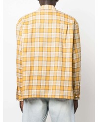 Мужская горчичная фланелевая рубашка с длинным рукавом в шотландскую клетку от Undercover
