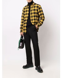 Мужская горчичная фланелевая рубашка с длинным рукавом в шотландскую клетку от Diesel