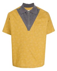 Мужская горчичная футболка-поло с принтом от Anglozine