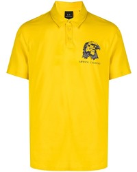 Мужская горчичная футболка-поло с принтом от Armani Exchange