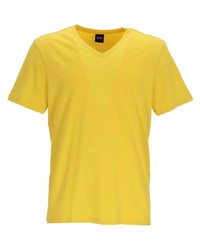 Мужская горчичная футболка с v-образным вырезом от BOSS HUGO BOSS