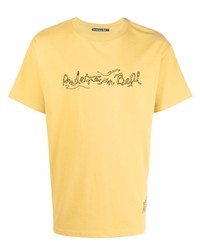 Мужская горчичная футболка с круглым вырезом с вышивкой от Andersson Bell