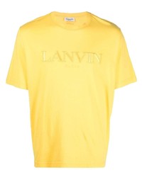 Мужская горчичная футболка с круглым вырезом с вышивкой от Lanvin