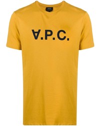 Мужская горчичная футболка с круглым вырезом с принтом от A.P.C.