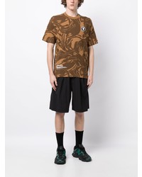 Мужская горчичная футболка с круглым вырезом с принтом от AAPE BY A BATHING APE