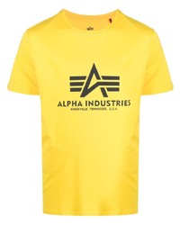 Мужская горчичная футболка с круглым вырезом с принтом от Alpha Industries