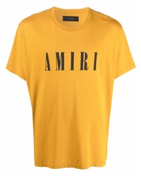 Мужская горчичная футболка с круглым вырезом с принтом от Amiri