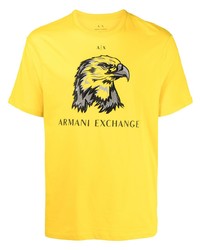 Мужская горчичная футболка с круглым вырезом с принтом от Armani Exchange
