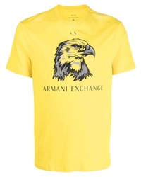 Мужская горчичная футболка с круглым вырезом с принтом от Armani Exchange