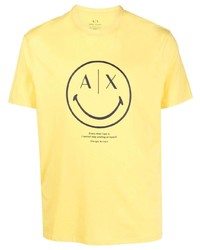Мужская горчичная футболка с круглым вырезом с принтом от Armani Exchange
