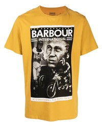 Мужская горчичная футболка с круглым вырезом с принтом от Barbour