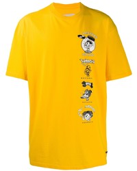 Мужская горчичная футболка с круглым вырезом с принтом от Buscemi