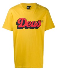 Мужская горчичная футболка с круглым вырезом с принтом от Deus Ex Machina