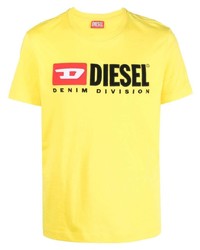 Мужская горчичная футболка с круглым вырезом с принтом от Diesel