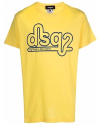 Мужская горчичная футболка с круглым вырезом с принтом от DSQUARED2