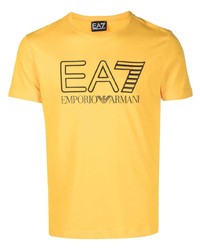 Мужская горчичная футболка с круглым вырезом с принтом от Ea7 Emporio Armani