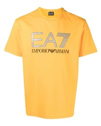 Мужская горчичная футболка с круглым вырезом с принтом от Ea7 Emporio Armani