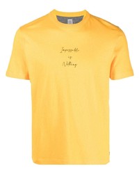 Мужская горчичная футболка с круглым вырезом с принтом от Eleventy