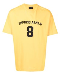 Мужская горчичная футболка с круглым вырезом с принтом от Emporio Armani
