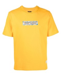 Мужская горчичная футболка с круглым вырезом с принтом от Evisu