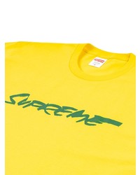 Мужская горчичная футболка с круглым вырезом с принтом от Supreme