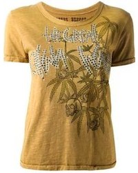 Женская горчичная футболка с круглым вырезом с принтом от Great China Wall