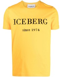 Мужская горчичная футболка с круглым вырезом с принтом от Iceberg