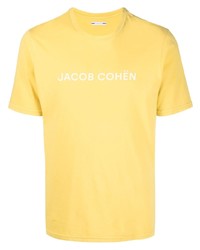 Мужская горчичная футболка с круглым вырезом с принтом от Jacob Cohen