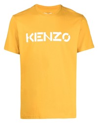 Мужская горчичная футболка с круглым вырезом с принтом от Kenzo