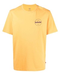 Мужская горчичная футболка с круглым вырезом с принтом от Levi's
