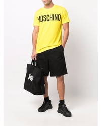 Мужская горчичная футболка с круглым вырезом с принтом от Moschino