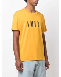 Мужская горчичная футболка с круглым вырезом с принтом от Amiri