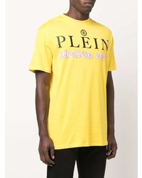 Мужская горчичная футболка с круглым вырезом с принтом от Philipp Plein