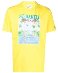 Мужская горчичная футболка с круглым вырезом с принтом от MC2 Saint Barth