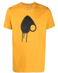 Мужская горчичная футболка с круглым вырезом с принтом от Moose Knuckles