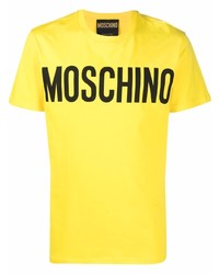 Мужская горчичная футболка с круглым вырезом с принтом от Moschino