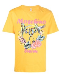 Мужская горчичная футболка с круглым вырезом с принтом от Moschino
